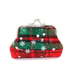 6394 Merry Christmas Coin Purse- Mini Clasp Pouch Wallet Key Bags Money